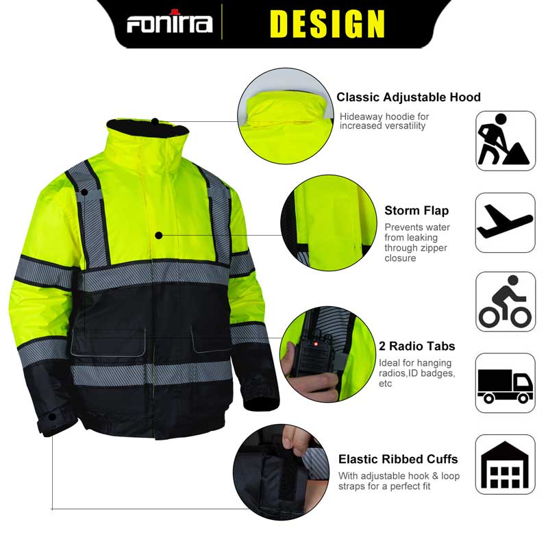 3-Tone Fleece Lined Fluorescent Reflective Jacket - Number Plates...