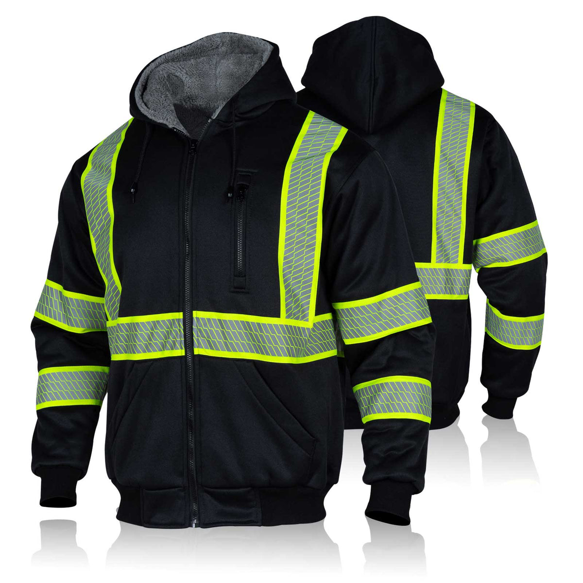 SWT06 Black Hi Vis Hoodie Sweatshirt for Men Class Reflective