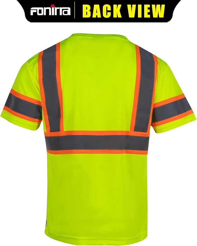 FONIRRA 3 Pcs Hi Vis Safety T Shirt for Men Class 2 ANSI Reflectiv