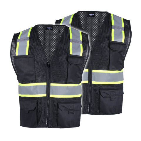 black safety vest four pockets 