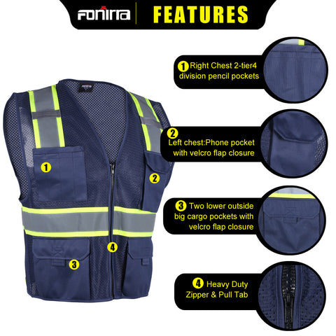 safety vest chest division poecket 