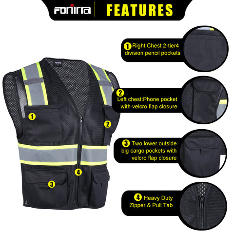 multi pocket hi vis mesh vest