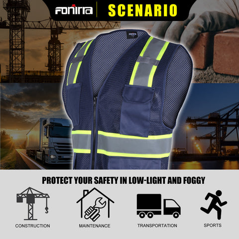 safety vest chest pockets reflective tape