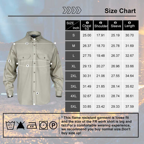 FR Shirt Size Chart
