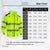 Reflective Safety Sweatshirt Size Chart