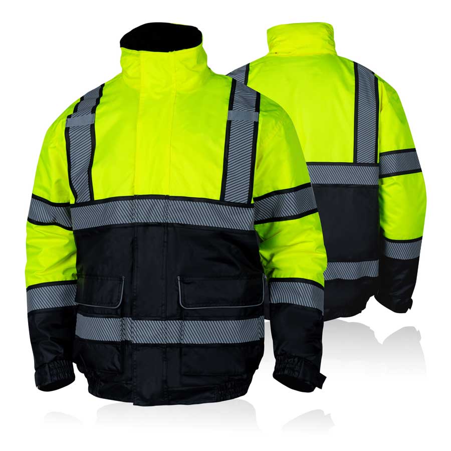 FONIRRA High Visibility Reflective Jackets for Men, Hi Vis Waterproof Class  3 Safety Jackets, Work Construction Bomber Coats (Black,L) 