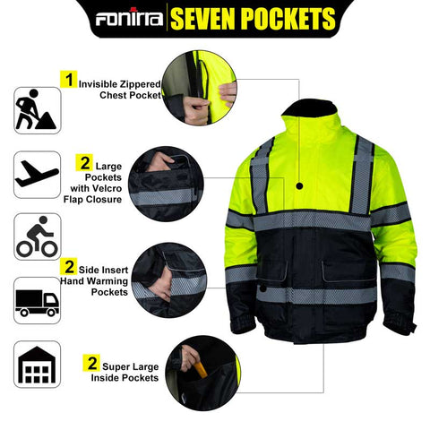 hi vis waterproof jacket with pockets