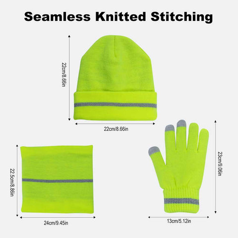 Hi Vis Winter Hat, Neck Warmer & Gloves Set