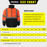 men's safety jacket size chart
