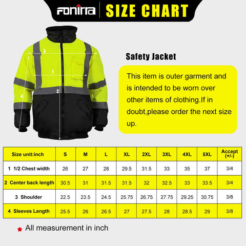 men's work clothing size chart