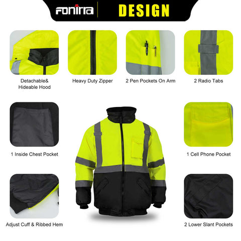 multi pocket men's work hi vis jacket