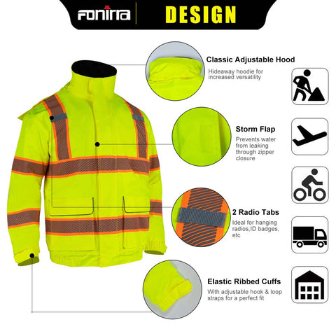 JK50-YY ANSI 300D Oxford Waterproof Reflective Jacket