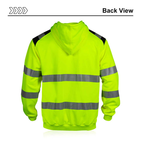 back yellow class hi vis hoodie