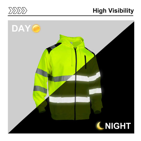 reflective performance class 3 hi vis hoodie