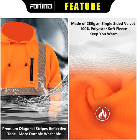 hi vis work safety sweatshirt with chest pocket