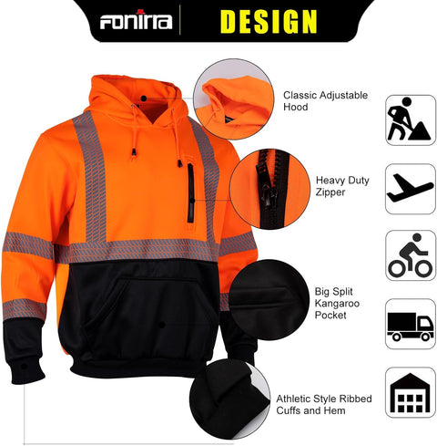 hi vis sweatshirt with adjustable hat