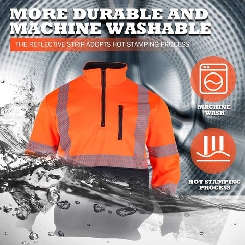 machine washable hi vis work safety sweatshirt