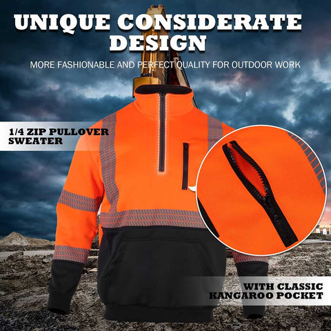 1/4 zip hi vis winter safety sweatshirt