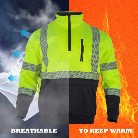 hi vis breathable winter safety sweatshirt