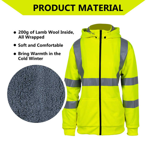 soft fleece lined cold weather hi vis sweatshirt