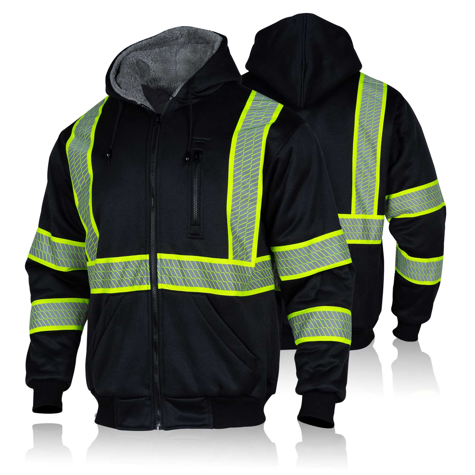 SWT06 Black Hi Vis Hoodie Sweatshirt for Men Class Reflective