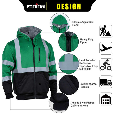 winter safety sweatshirt with classic adujustable hood