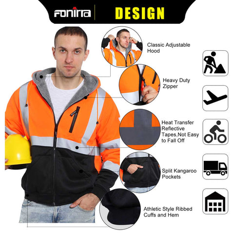 classic adjustable hood hi vis sweatshirt