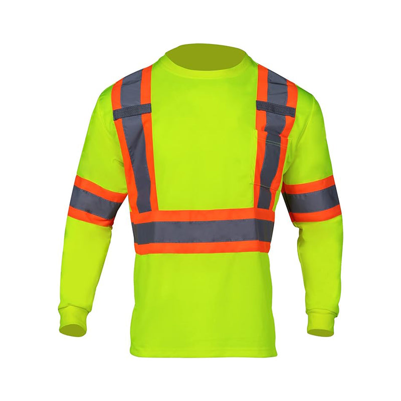 T005 Hi Vis Class 2 Reflective Construction Work Long Sleeve Safety Sh ...