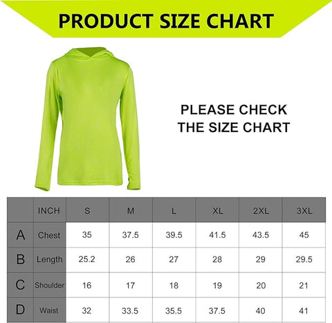 long sleeve sun protection shirt size chart