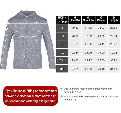 Long Sleeve Breathable Shirt Size Chart