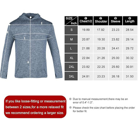 Sun Protection Shirt Size Chart