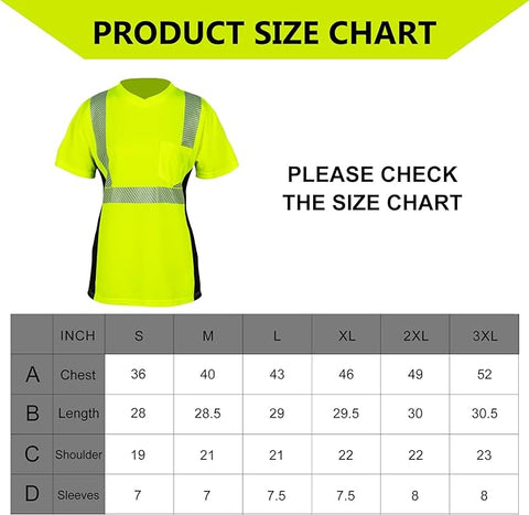 women's hi vis shirt size chart