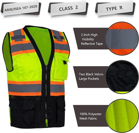 class 2 type r work safety vest for men