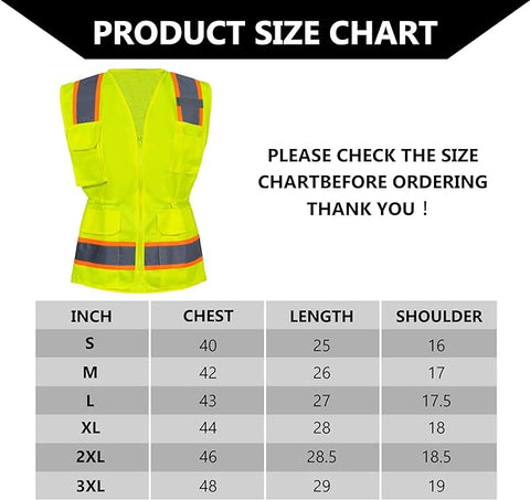 Women's Safety Vest Size Chart