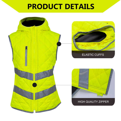 women winter themal safety vest elastic cuffs