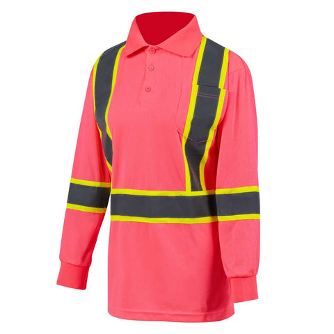 WOMEN PINK HI VIS POLO SHIRTS
