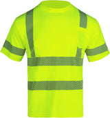 T003 Yellow Class 2 Breathable Mesh Hi Vis Short Sleeve Shirt with Pocket