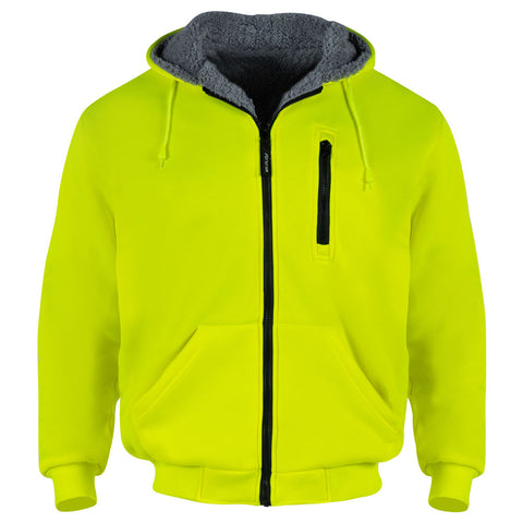 fleece yellow winter safety hoodie