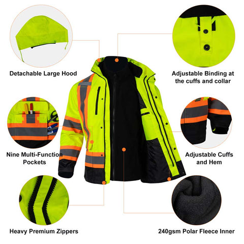fleece inner winter reflective jacket