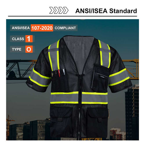 class 1 black reflective vest