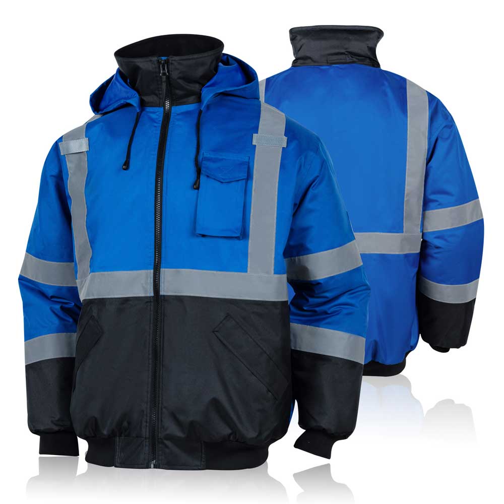 JK45BL OSHA 100% Polyester Fleece Lining Blue Safety Reflective Jacket ...