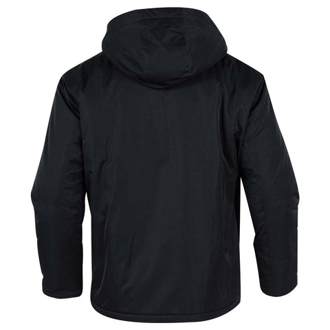Black hooded jacket on a white background