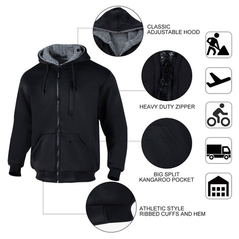 CLASSIC ADJUSTABLE HOOD, HEAVY DUTY ZIPPER, BIG SPLIT KANGAROO POCKET, ATHLETIC STYLE RIBBED CUFFS AND HEM