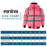 size chart pink reflective jacket