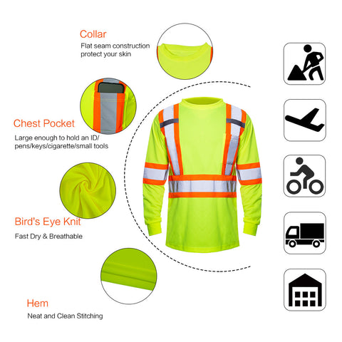 hi vis reflctive shirt with chest pocket