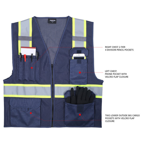 【Promotional Discount】Safety Shirts/Vests for Men High Visibility Reflective with Pockets Hi Vis Work Shirts/Vests