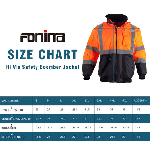 hi vis jacket size chart