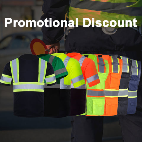 【Promotional Discount】Safety Shirts/Vests for Men High Visibility Reflective with Pockets Hi Vis Work Shirts/Vests