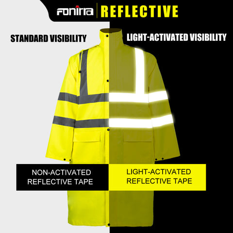 high quality reflective striped raincoat