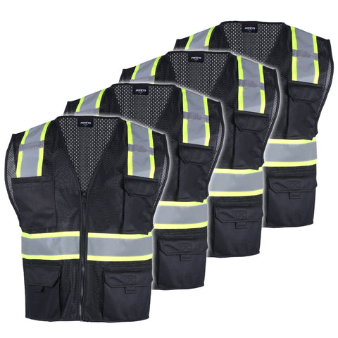 4 pack black mesh safety vest